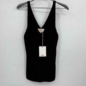 Kilte Collection The Katherine Rib Knit Tank Top size 2 M in Black Rayon